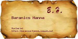 Baranics Hanna névjegykártya